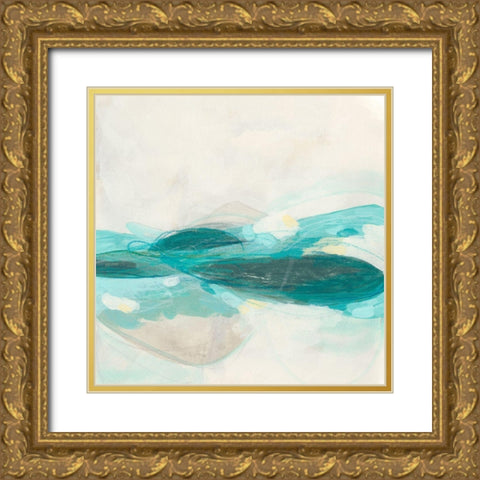 Aquamarine I Gold Ornate Wood Framed Art Print with Double Matting by Vess, June Erica