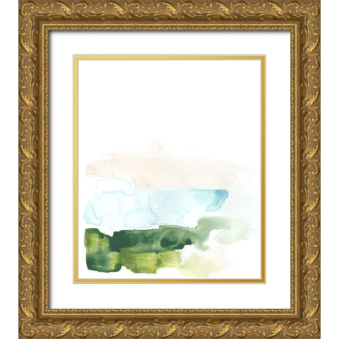 Liquid Valley I Gold Ornate Wood Framed Art Print with Double Matting by Vess, June Erica