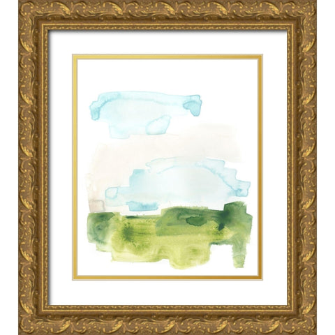 Liquid Valley III Gold Ornate Wood Framed Art Print with Double Matting by Vess, June Erica