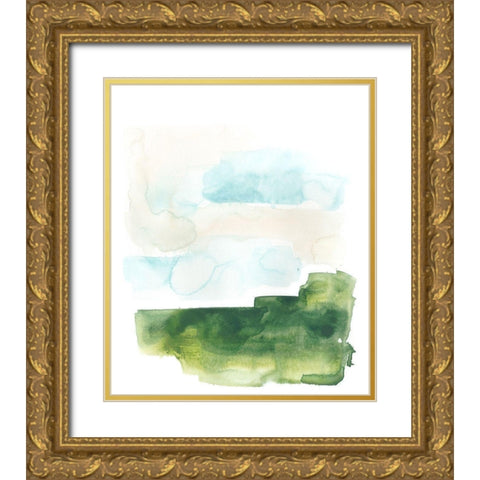 Liquid Valley IV Gold Ornate Wood Framed Art Print with Double Matting by Vess, June Erica