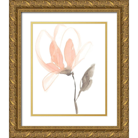 Blush Petals I Gold Ornate Wood Framed Art Print with Double Matting by Goldberger, Jennifer