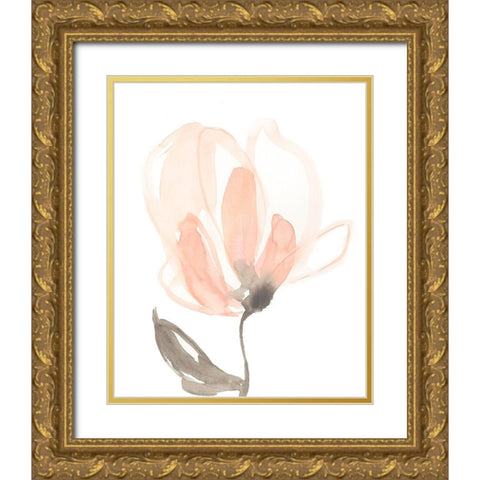 Blush Petals II Gold Ornate Wood Framed Art Print with Double Matting by Goldberger, Jennifer