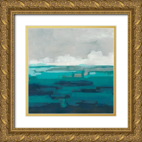 Sea Foam Vista I Gold Ornate Wood Framed Art Print with Double Matting by Vess, June Erica