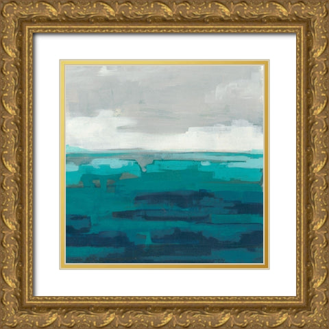 Sea Foam Vista II Gold Ornate Wood Framed Art Print with Double Matting by Vess, June Erica