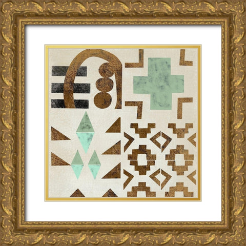 Geo Tile I Gold Ornate Wood Framed Art Print with Double Matting by Zarris, Chariklia