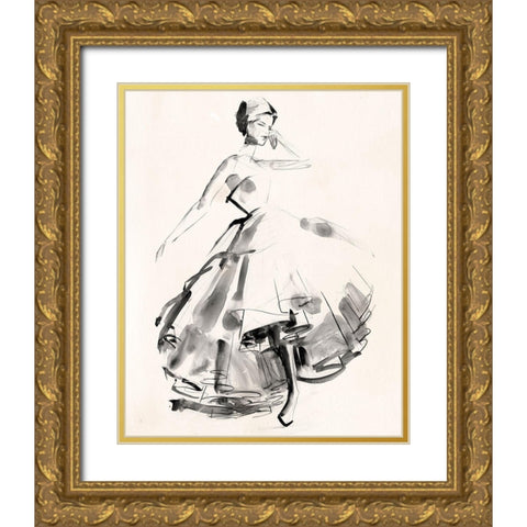 Vintage Costume Sketch II Gold Ornate Wood Framed Art Print with Double Matting by Parker, Jennifer Paxton