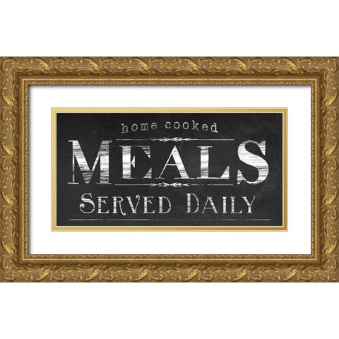 Vintage Farmhouse Sign IV Gold Ornate Wood Framed Art Print with Double Matting by Vess, June Erica