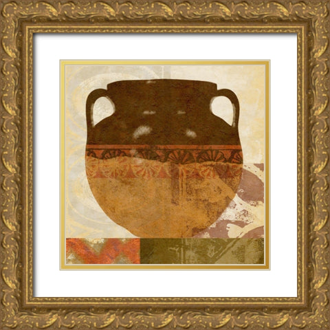 Ethnic Pot I Gold Ornate Wood Framed Art Print with Double Matting by Saunders, Alonzo