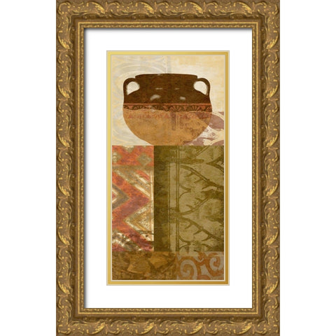 Ethnic Pot III Gold Ornate Wood Framed Art Print with Double Matting by Saunders, Alonzo