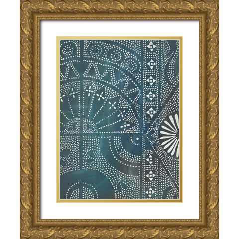 Batik Cloth I Gold Ornate Wood Framed Art Print with Double Matting by Zarris, Chariklia