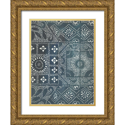 Batik Cloth II Gold Ornate Wood Framed Art Print with Double Matting by Zarris, Chariklia