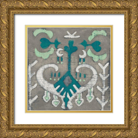 Teal Tapestry I Gold Ornate Wood Framed Art Print with Double Matting by Zarris, Chariklia