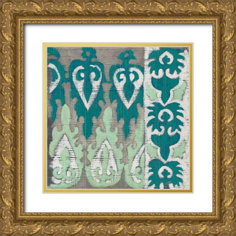 Teal Tapestry II Gold Ornate Wood Framed Art Print with Double Matting by Zarris, Chariklia