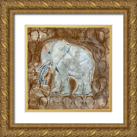 Global Elephant II Gold Ornate Wood Framed Art Print with Double Matting by Daavettila, Tara