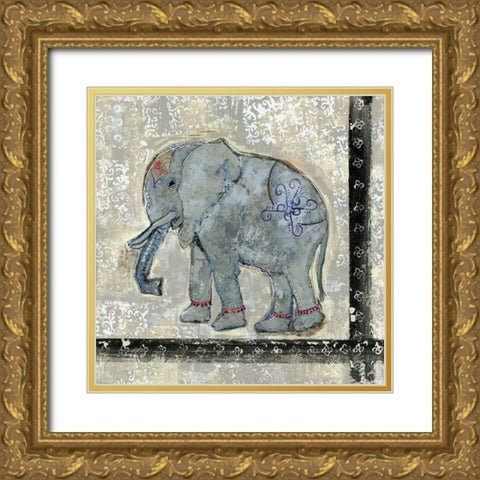 Global Elephant V Gold Ornate Wood Framed Art Print with Double Matting by Daavettila, Tara