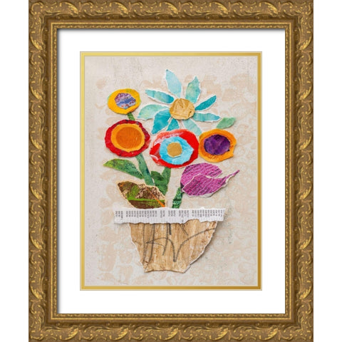 Flower Pot II Gold Ornate Wood Framed Art Print with Double Matting by St. Hilaire, Elizabeth
