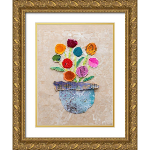 Flower Pot IV Gold Ornate Wood Framed Art Print with Double Matting by St. Hilaire, Elizabeth