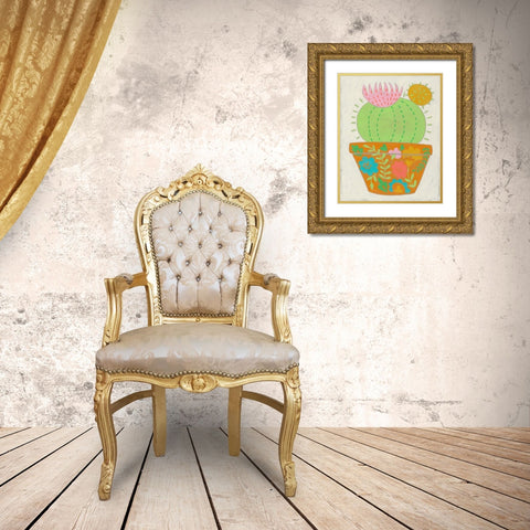 Happy Cactus III Gold Ornate Wood Framed Art Print with Double Matting by Zarris, Chariklia