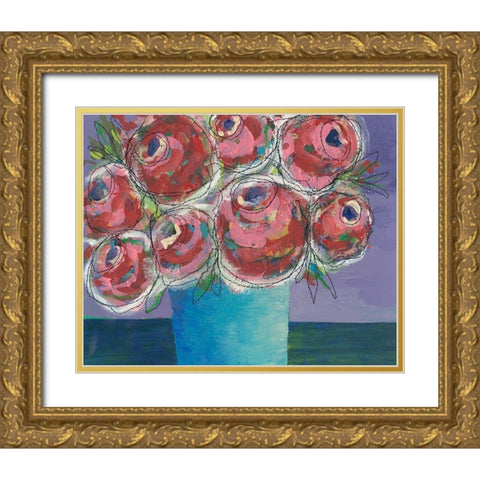 Candy Flowers I Gold Ornate Wood Framed Art Print with Double Matting by Moore, Regina