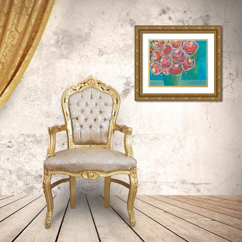 Candy Flowers II Gold Ornate Wood Framed Art Print with Double Matting by Moore, Regina