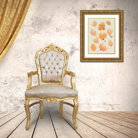 Fallen Flowers I Gold Ornate Wood Framed Art Print with Double Matting by Popp, Grace