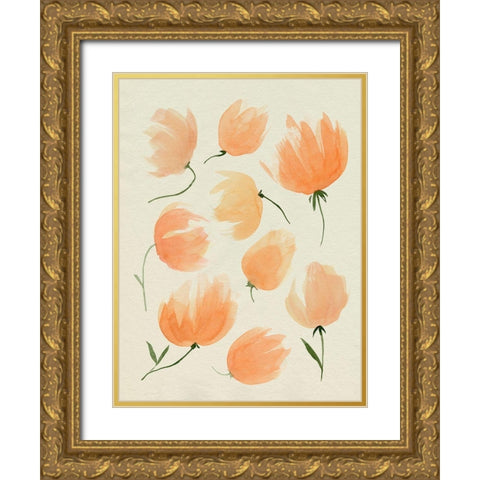Fallen Flowers II Gold Ornate Wood Framed Art Print with Double Matting by Popp, Grace