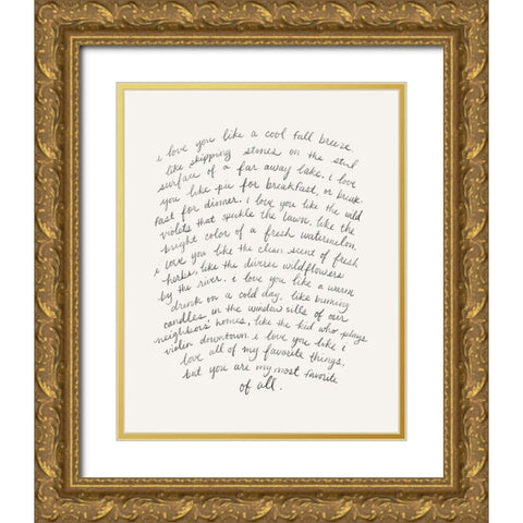 Letter to a Lover II Gold Ornate Wood Framed Art Print with Double Matting by Popp, Grace