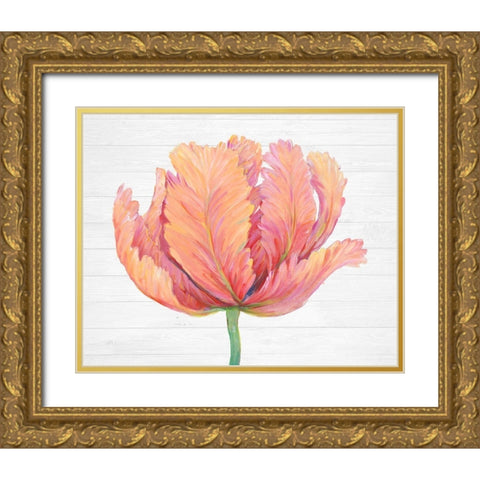 Single Pink Bloom I Gold Ornate Wood Framed Art Print with Double Matting by OToole, Tim