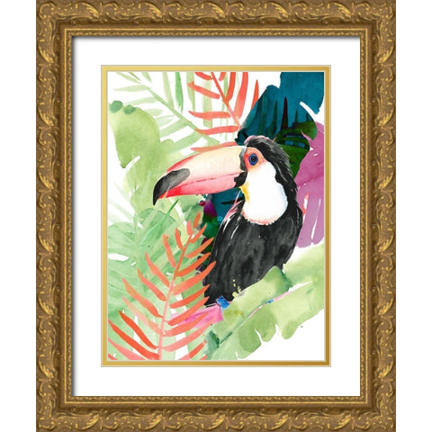 Toucan Palms I Gold Ornate Wood Framed Art Print with Double Matting by Parker, Jennifer Paxton