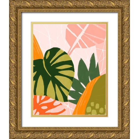 Jungle Collage I Gold Ornate Wood Framed Art Print with Double Matting by Vess, June Erica