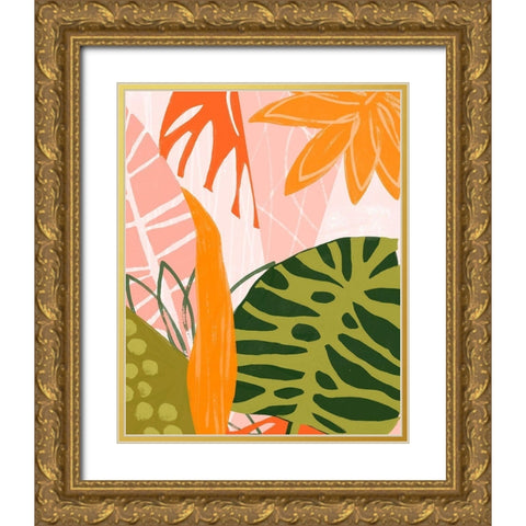 Jungle Collage II Gold Ornate Wood Framed Art Print with Double Matting by Vess, June Erica