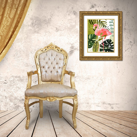 Flamingo Forest I Gold Ornate Wood Framed Art Print with Double Matting by Borges, Victoria