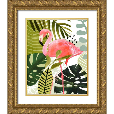 Flamingo Forest I Gold Ornate Wood Framed Art Print with Double Matting by Borges, Victoria