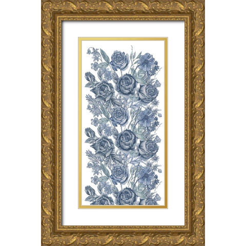 Ice Blue Botanical I Gold Ornate Wood Framed Art Print with Double Matting by Wang, Melissa