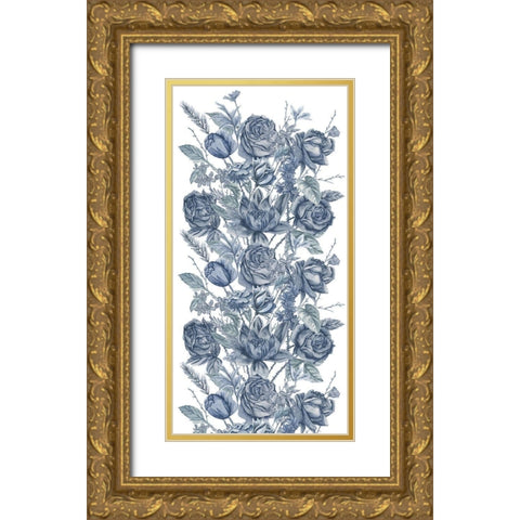 Ice Blue Botanical II Gold Ornate Wood Framed Art Print with Double Matting by Wang, Melissa