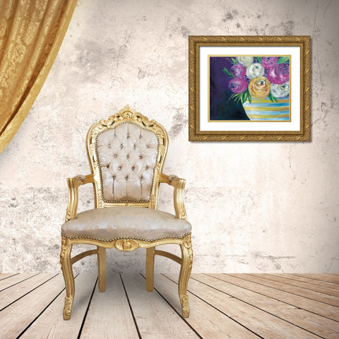 Cotton Candy Floral I Gold Ornate Wood Framed Art Print with Double Matting by Moore, Regina