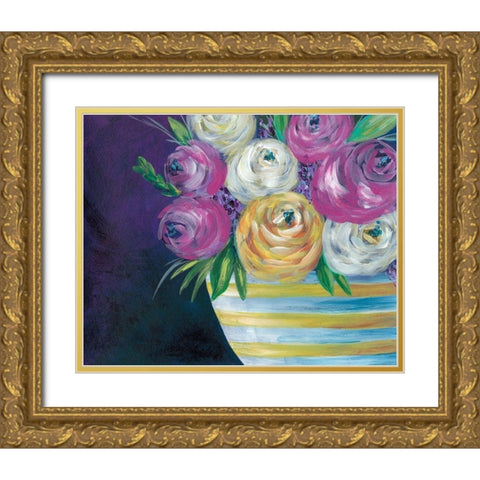 Cotton Candy Floral I Gold Ornate Wood Framed Art Print with Double Matting by Moore, Regina