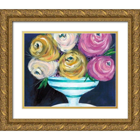 Cotton Candy Floral III Gold Ornate Wood Framed Art Print with Double Matting by Moore, Regina