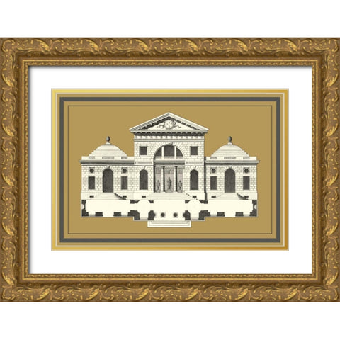 Grand Facade II Gold Ornate Wood Framed Art Print with Double Matting by Deneufforge