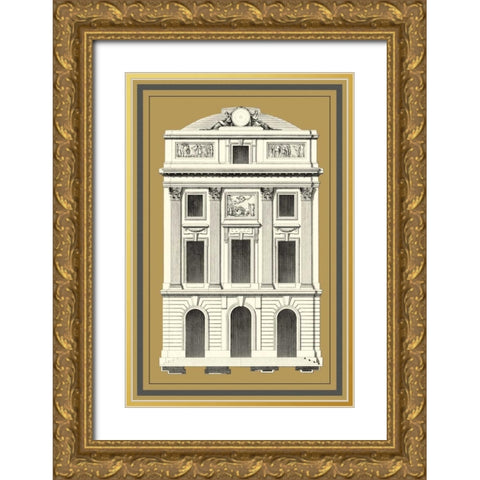 Grand Facade IV Gold Ornate Wood Framed Art Print with Double Matting by Deneufforge
