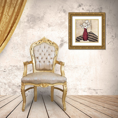 Retro Red Vase Gold Ornate Wood Framed Art Print with Double Matting by Bagnato, Judi
