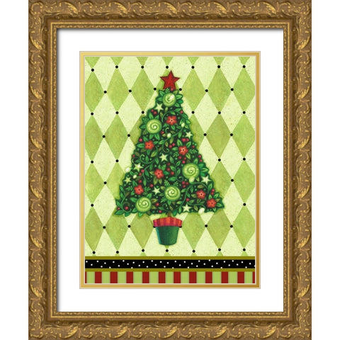 Harlequin Christmas IV Gold Ornate Wood Framed Art Print with Double Matting by Eisner, Viv