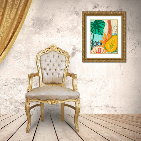 Graphic Jungle I Gold Ornate Wood Framed Art Print with Double Matting by Vess, June Erica