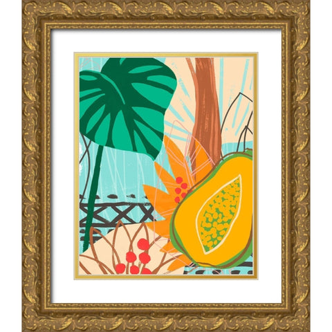 Graphic Jungle I Gold Ornate Wood Framed Art Print with Double Matting by Vess, June Erica