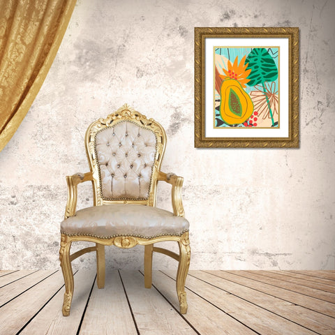 Graphic Jungle II Gold Ornate Wood Framed Art Print with Double Matting by Vess, June Erica