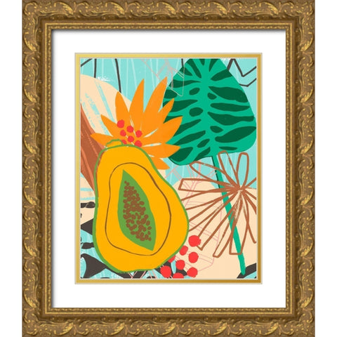 Graphic Jungle II Gold Ornate Wood Framed Art Print with Double Matting by Vess, June Erica