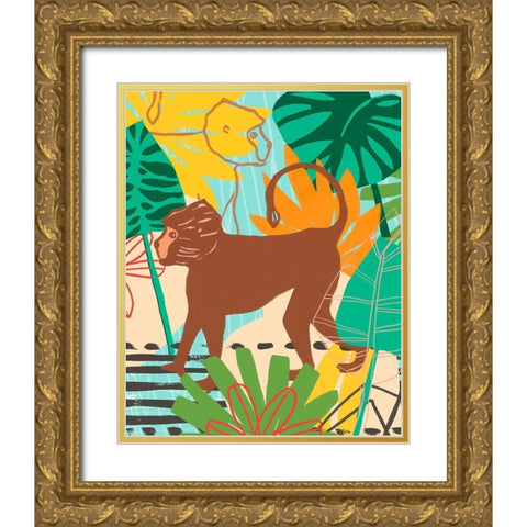 Graphic Jungle III Gold Ornate Wood Framed Art Print with Double Matting by Vess, June Erica
