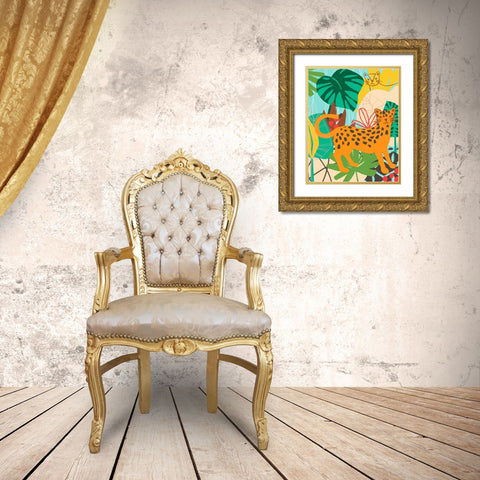 Graphic Jungle IV Gold Ornate Wood Framed Art Print with Double Matting by Vess, June Erica