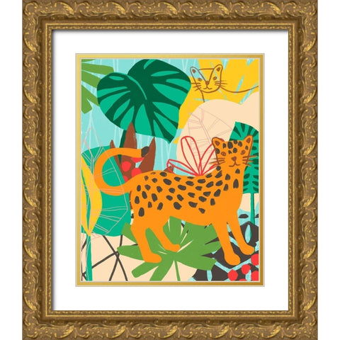 Graphic Jungle IV Gold Ornate Wood Framed Art Print with Double Matting by Vess, June Erica