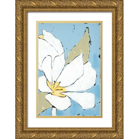 White Tulip Triptych III Gold Ornate Wood Framed Art Print with Double Matting by Reynolds, Jade
